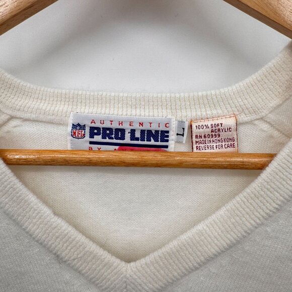 Vintage NFL Pro Line Miami Dolphins V-Neck Sweater Mens Large‎ White Acrylic - Picture 3 of 6